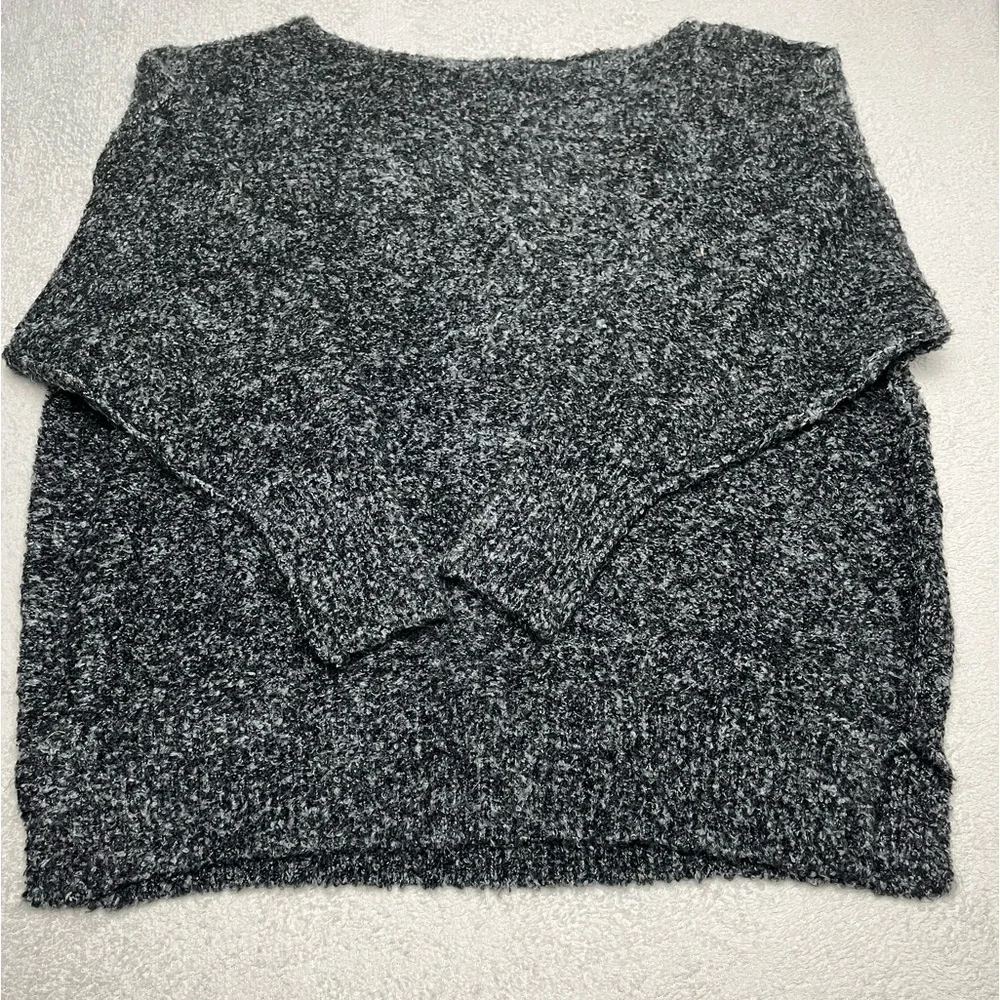 Free People Off-the-Shoulder Chunky Sweater in Charcoal Black